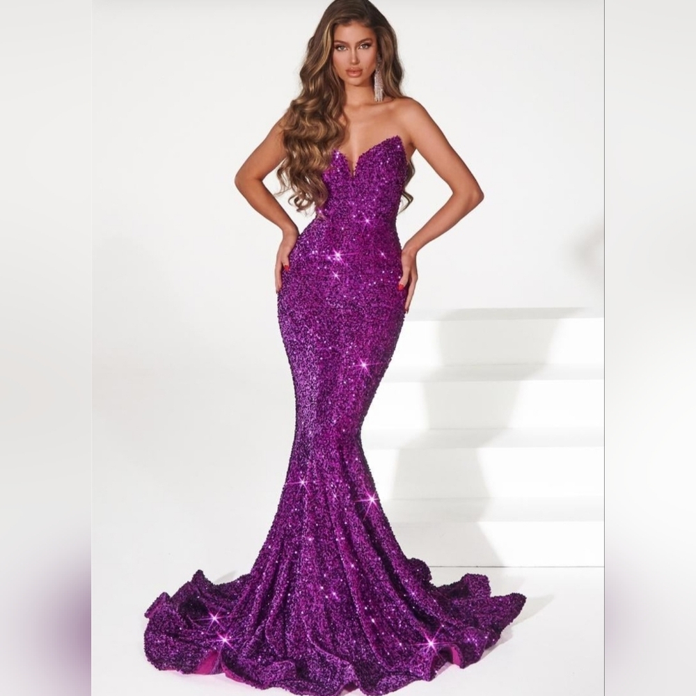 Portia and Scarlett Strapless Purple Sequin Dress
